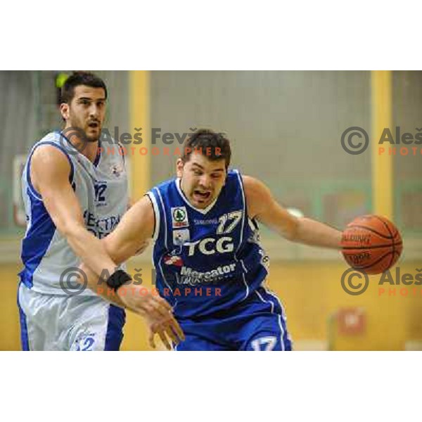 Jokic and Sjekloca at basketball match Elektra Esotech - TCG Mercator , played in the UPC League in Sostanj sports hall, Sostanj , 11.03.2009 