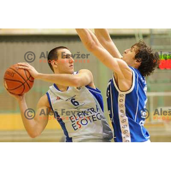 Dzambic and Finzgar at basketball match Elektra Esotech - TCG Mercator , played in the UPC League in Sostanj sports hall, Sostanj , 11.03.2009 