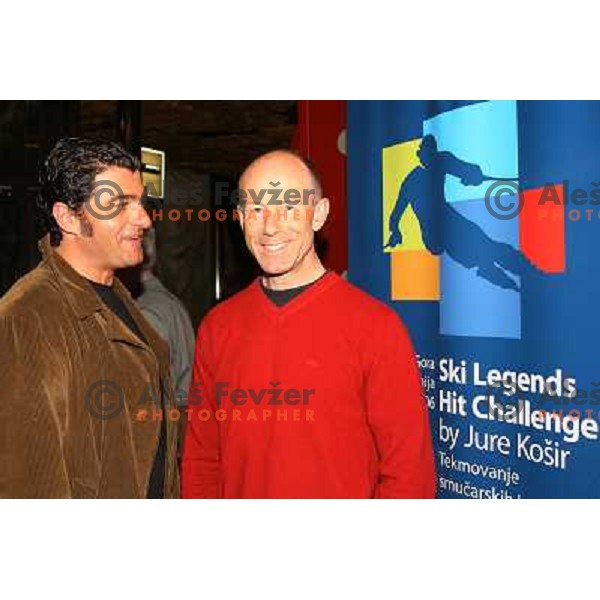 Alberto Tomba and Ingemar Stenmark at HIT Ski Legends Race draw of starting numbers and party in Kranjska gora, Slovenia on March 24, 2006