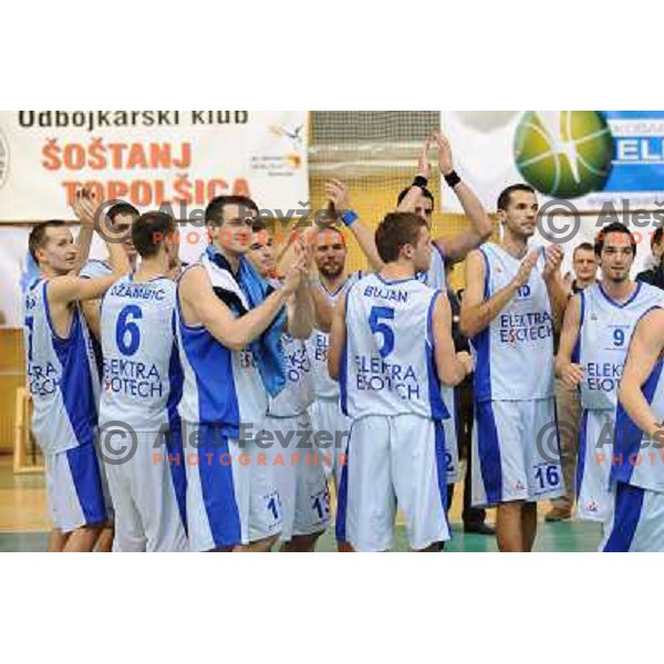 Elektra celebrations at basketball match Elektra Esotech - TCG Mercator , played in the UPC League in Sostanj sports hall, Sostanj , 11.03.2009 