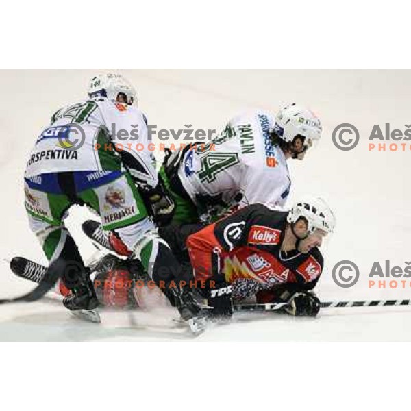 Pavlin and Razingar at second game of playoff Acroni Jesenice- Tilia Olimpija, played in Podmezakla Hall at Jesenice 17.3.2009. Acroni Jesenice won after penalty shot-out 