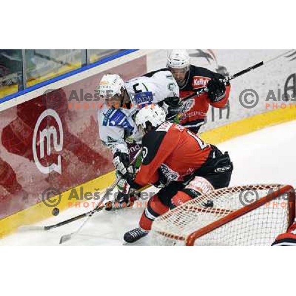 Tomaz Vnuk at second game of playoff Acroni Jesenice- Tilia Olimpija, played in Podmezakla Hall at Jesenice 17.3.2009. Acroni Jesenice won after penalty shot-out 