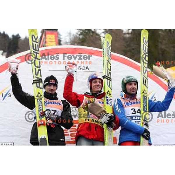 Adam Malysz (POL), Gregor Schlierenzauer (AUT) winner of FIS World Cup Ski jumping competition in Planica, Slovenia 20.3.2009 and Dimitry Vassiliev (RUS) 