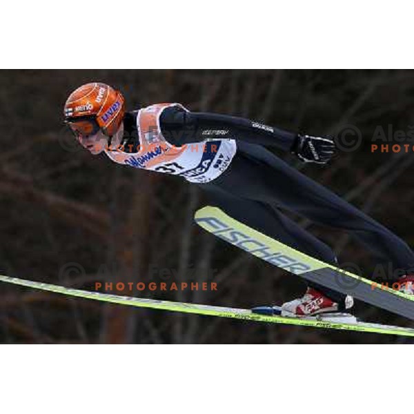 Harri Olli (FIN) during first round jump at FIS World Cup Jumping Competition in Planica, Slovenia 20.3.2009 