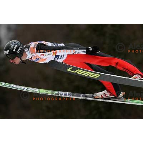 Robi Kranjec (SLO) during first round jump at FIS World Cup Jumping Competition in Planica, Slovenia 20.3.2009 