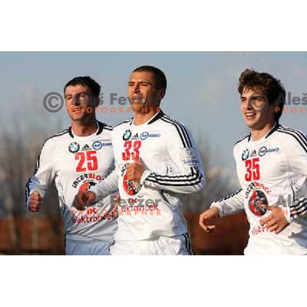 Covic (25) , Grabic, Rapnik at football match Interblock- Nafta in round 25 of Prva liga Telekom Slovenije, played in Ljubljana 21.3.2009. Interblock won 5:0 
