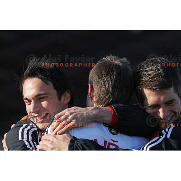 Geric, Ilicic, Majcen at football match Interblock- Nafta in round 25 of Prva liga Telekom Slovenije, played in Ljubljana 21.3.2009. Interblock won 5:0 
