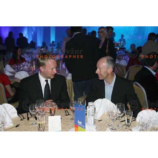 Kjetil Andre Aamodt and Ingemar Stenmark at White Dinner at HIT Ski Legends Race in Kranjska Gora, Slovenia on March 25, 2006