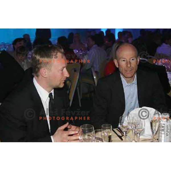 Kjetil Andre Aamodt and Ingemar Stenmark at White Dinner at HIT Ski Legends Race in Kranjska Gora, Slovenia on March 25, 2006
