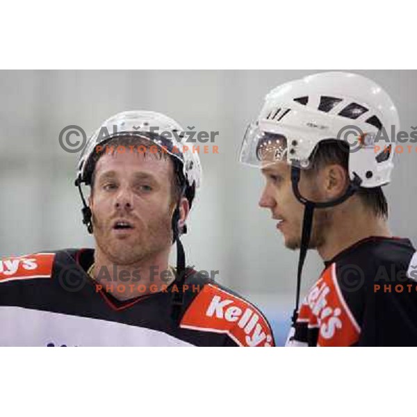 Conny Stromberg and Marcel Rodman at ice hockey match Tilia Olimpija- Acroni Jesenice in fourth game of playoff, played in Hala Tivoli, Ljubljana 23.3.2009. Acroni Jesenice won 2:1 and became Slovenian National ice hockey champions 