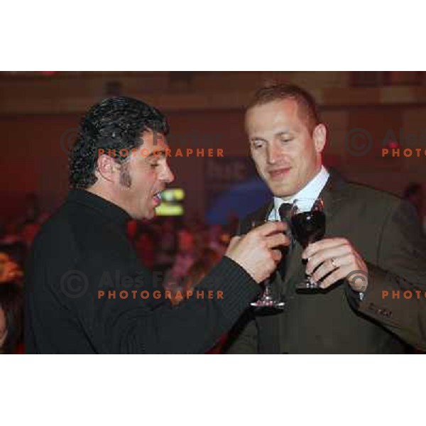 Alberto Tomba and Jure Kosir at White Dinner at HIT Ski Legends Race in Kranjska Gora, Slovenia on March 25, 2006