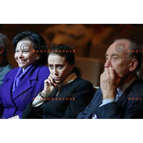 Maja Plisecka, Barbara Miklic Turk, Rodion Scherdin at Bled, Slovenia 25.3.2009 during visit of great Russian ballerina Maya Plisetskaya . 
