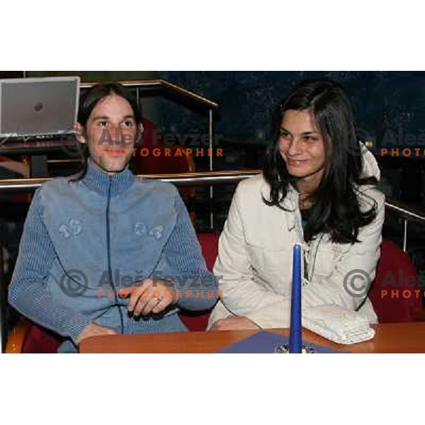 Primoz Peterka and his wife at HIT Ski Legends Race draw of starting numbers and party in Kranjska gora, Slovenia on March 24, 2006