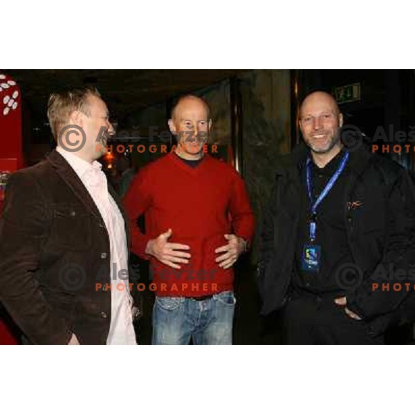 Kjetil Andre Aamodt, Ingemar Stenmark and Lasse Kjus at HIT Ski Legends Race draw of starting numbers and party in Kranjska Gora, Slovenia on March 24, 2006