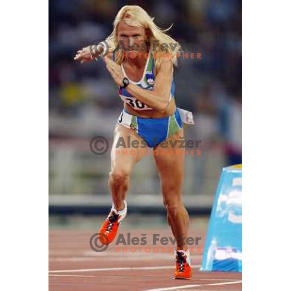 Jolanda Ceplak of Slovenia, winner of Bronze Olympic medal in Athletics 800 meters at Summer Olympic games in Athens, Greece on August 23, 2004. She ran 1.56,43 min 