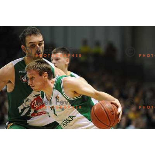 Begic, Petrov at basketball match Krka - Union Olimpija in UPC league, played in Leon Stukel sports hall , Novo Mesto 11.04.2009. Krka lost 62:71 