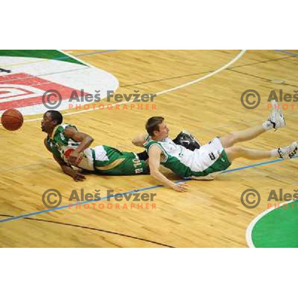 Harrington ,Petrov at basketball match Krka - Union Olimpija in UPC league, played in Leon Stukel sports hall , Novo Mesto 11.04.2009. Krka lost 62:71 