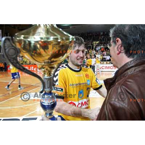 Uros Rapotec and Franjo Bobinac at handball match Rk Cimos Koper- RK Celje Pivovarna Lasko in Final of Slovenian Cup, played in Bonifika Hall in Koper 19.4.2009. RK Cimos Koper won 24:19 and won the Cup 