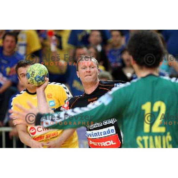 Brumen and Koksarov at handball match Rk Cimos Koper- RK Celje Pivovarna Lasko in Final of Slovenian Cup, played in Bonifika Hall in Koper 19.4.2009. RK Cimos Koper won 24:19 and won the Cup 