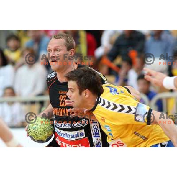 Brumen and Koksarov at handball match Rk Cimos Koper- RK Celje Pivovarna Lasko in Final of Slovenian Cup, played in Bonifika Hall in Koper 19.4.2009. RK Cimos Koper won 24:19 and won the Cup 