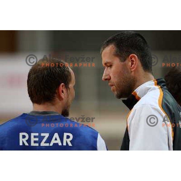  Rezar and Lapajne at handball match Celje PL- Gorenje Velenje in semi-final of Slovenian Cup, played in Bonifika Hall in Koper 18.4.2009. 