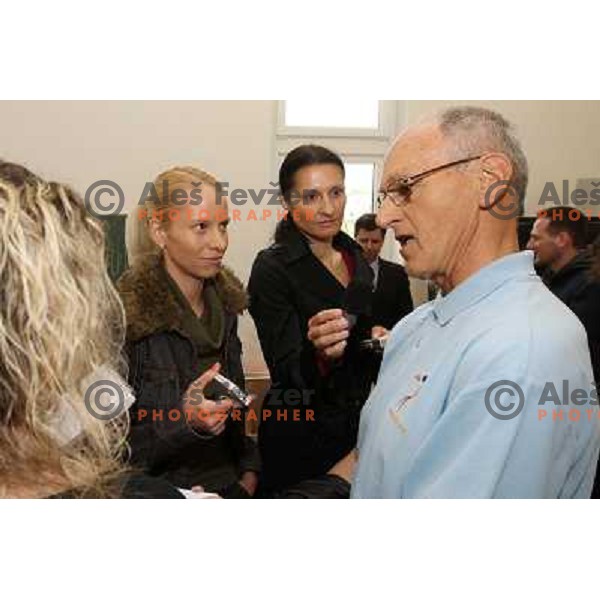  Miro Cerar talks to journalists at old gym in Ljubljana, Slovenia 21.4.2009 