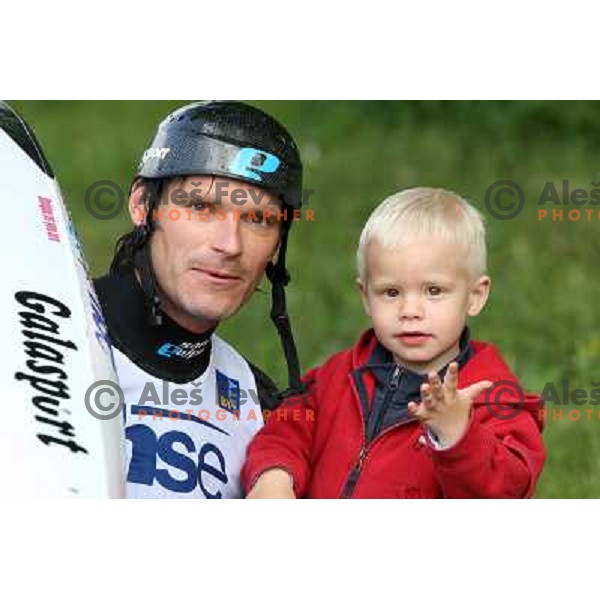 Dejan Kralj with his son Julien at kayak & canoe slalom race for Alpe Adria Cup in Tacen (Slovenia) 3.5.2009 