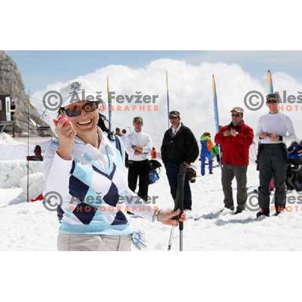 Sanda Lah Kravanja at Grand Opening of Hit Holidays golf club Bovec 8.5.2009. VIP golf tournament with 9 holes (1115 meters, par 28 ) at Kanin ski resort and 9 holes at golf course Bovec (3012 meters, par 36) 