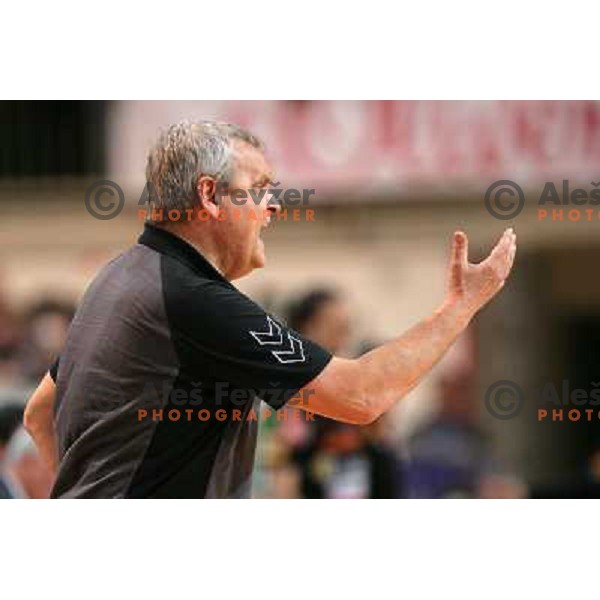 Matjaz Tominec,head coach of Cimos Koper at handball match Cimos Koper- Celje Pivovarna Lasko in the final of Slovenian Cup, played in Bonifika hall, Koper 19.4.2009. Cimos Koper won 24:19 