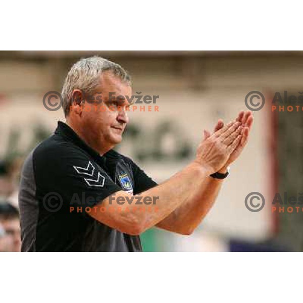 Matjaz Tominec,head coach of Cimos Koper at handball match Cimos Koper- Celje Pivovarna Lasko in the final of Slovenian Cup, played in Bonifika hall, Koper 19.4.2009. Cimos Koper won 24:19 