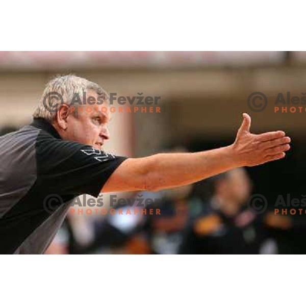 Matjaz Tominec,head coach of Cimos Koper at handball match Cimos Koper- Celje Pivovarna Lasko in the final of Slovenian Cup, played in Bonifika hall, Koper 19.4.2009. Cimos Koper won 24:19 