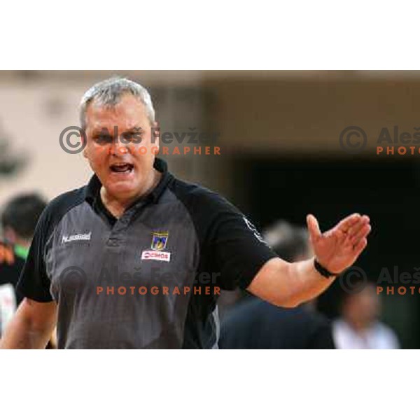 Matjaz Tominec,head coach of Cimos Koper at handball match Cimos Koper- Celje Pivovarna Lasko in the final of Slovenian Cup, played in Bonifika hall, Koper 19.4.2009. Cimos Koper won 24:19 