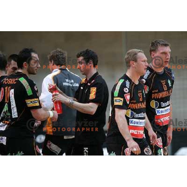 Dragan Gajic ,Toskic, koksarov and Kozlina of Celje PL at handball match Cimos Koper- Celje Pivovarna Lasko in the final of Slovenian Cup, played in Bonifika hall, Koper 19.4.2009. Cimos Koper won 24:19 