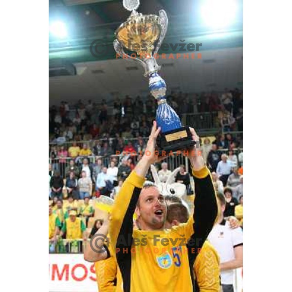 Bostjan Hribar of Cimos Koper at handball match Cimos Koper- Celje Pivovarna Lasko in the final of Slovenian Cup, played in Bonifika hall, Koper 19.4.2009. Cimos Koper won 24:19 