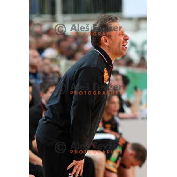 Tone Tiselj, head coach of Celje PL at handball match Cimos Koper- Celje Pivovarna Lasko in the final of Slovenian Cup, played in Bonifika hall, Koper 19.4.2009. Cimos Koper won 24:19 