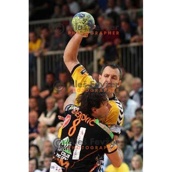 Drasko Mrvaljevic of Cimos Koper at handball match Cimos Koper- Celje Pivovarna Lasko in the final of Slovenian Cup, played in Bonifika hall, Koper 19.4.2009. Cimos Koper won 24:19 