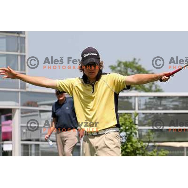 Gregor Slabe celebrates eagle on last hole during final round of Dobro Jutro Slovenian Open -Alps tour event at Ptuj, Slovenia 17.5.2009 