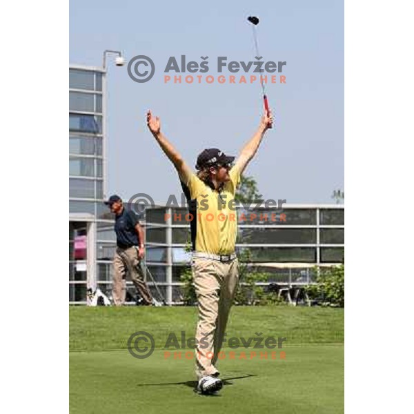 Gregor Slabe celebrates eagle on last hole during final round of Dobro Jutro Slovenian Open -Alps tour event at Ptuj, Slovenia 17.5.2009 