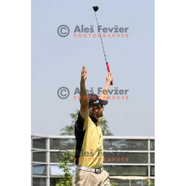 Gregor Slabe celebrates eagle on last hole during final round of Dobro Jutro Slovenian Open -Alps tour event at Ptuj, Slovenia 17.5.2009 