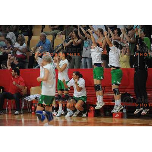 Olimpija bench at handball game Krim Mercator - Olimpija, the final of the slovenian womens handball championship, Kodeljevo, Ljubljana 23.05.2009, Krim Mercator won the championship 