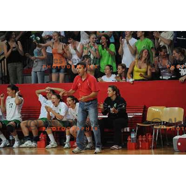 Olimpija bench at handball game Krim Mercator - Olimpija, the final of the slovenian womens handball championship, Kodeljevo, Ljubljana 23.05.2009, Krim Mercator won the championship 