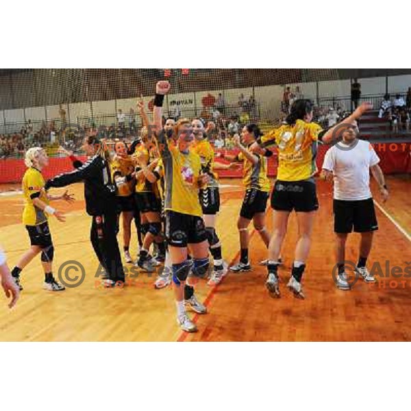 celebrations at handball game Krim Mercator - Olimpija, the final of the slovenian womens handball championship, Kodeljevo, Ljubljana 23.05.2009, Krim Mercator won the championship 
