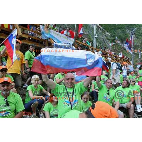 Slovenia fans at 2009 World Rafting Championship on river Vrbas, Banja Luka, Bosnia and Herzegovina 23.5.2009 