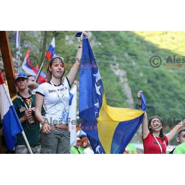 BiH fans during slalom race at 2009 World Rafting Championship on river Vrbas, Banja Luka, Bosnia and Herzegovina 23.5.2009 