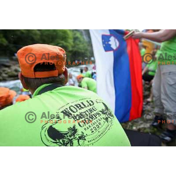 Slovenia fans during slalom race at 2009 World Rafting Championship on river Vrbas, Banja Luka, Bosnia and Herzegovina 23.5.2009 