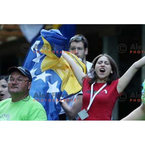 BiH fan during slalom race at 2009 World Rafting Championship on river Vrbas, Banja Luka, Bosnia and Herzegovina 23.5.2009 