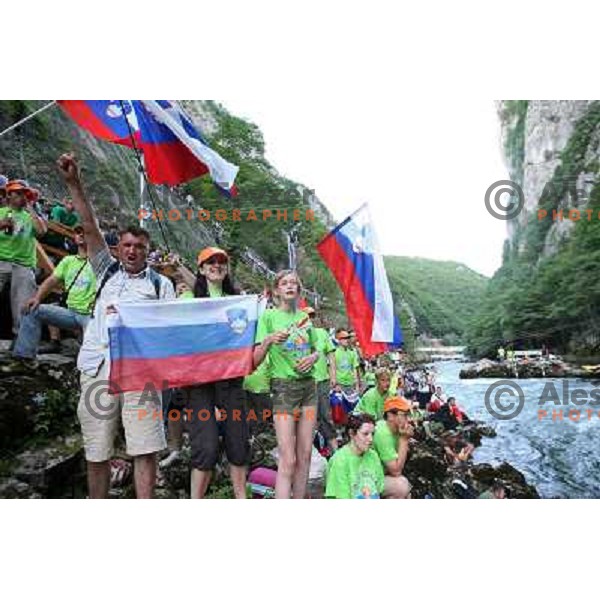 Slovenia fans at 2009 World Rafting Championship on river Vrbas, Banja Luka, Bosnia and Herzegovina 23.5.2009 