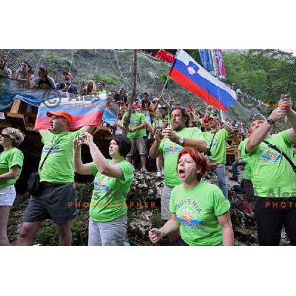 Slovenia fans during slalom race at 2009 World Rafting Championship on river Vrbas, Banja Luka, Bosnia and Herzegovina 23.5.2009 