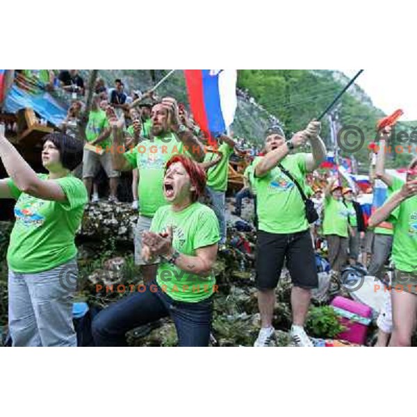 Slovenia fans at 2009 World Rafting Championship on river Vrbas, Banja Luka, Bosnia and Herzegovina 23.5.2009 