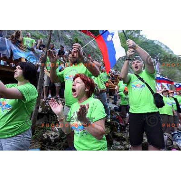 Slovenia fans during slalom race at 2009 World Rafting Championship on river Vrbas, Banja Luka, Bosnia and Herzegovina 23.5.2009 